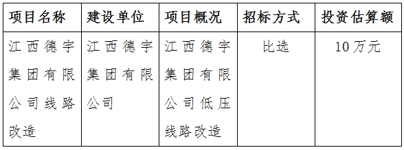 江西德宇集團有限公司線路改造公告