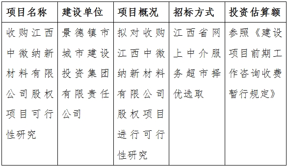 收購(gòu)江西中微納新材料有限公司股權(quán)項(xiàng)目可行性研究計(jì)劃公告　